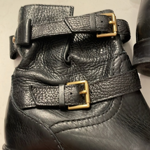 Pre-loved Kate Spade Black Leather Moto Sabina Boots with bow size 5M - Picture 5 of 8